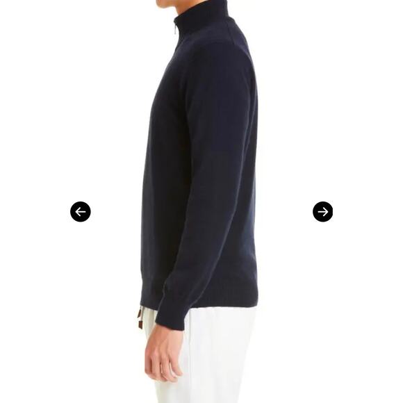 Eleventy Cashmere Navy Blue Quarter Zip Sweater Size XL - Picture 3 of 9